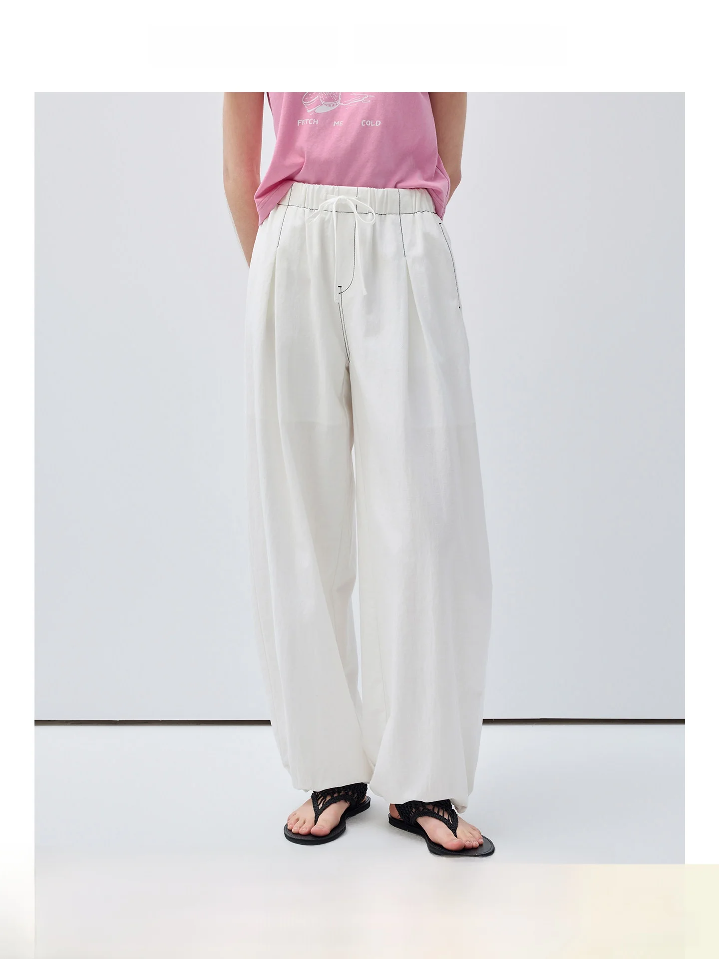 

High Waist Casual Pants for plus Size Women Summer Versatile Loose Fit Ruffle Hem Linen Wide Leg Pants Casual Style