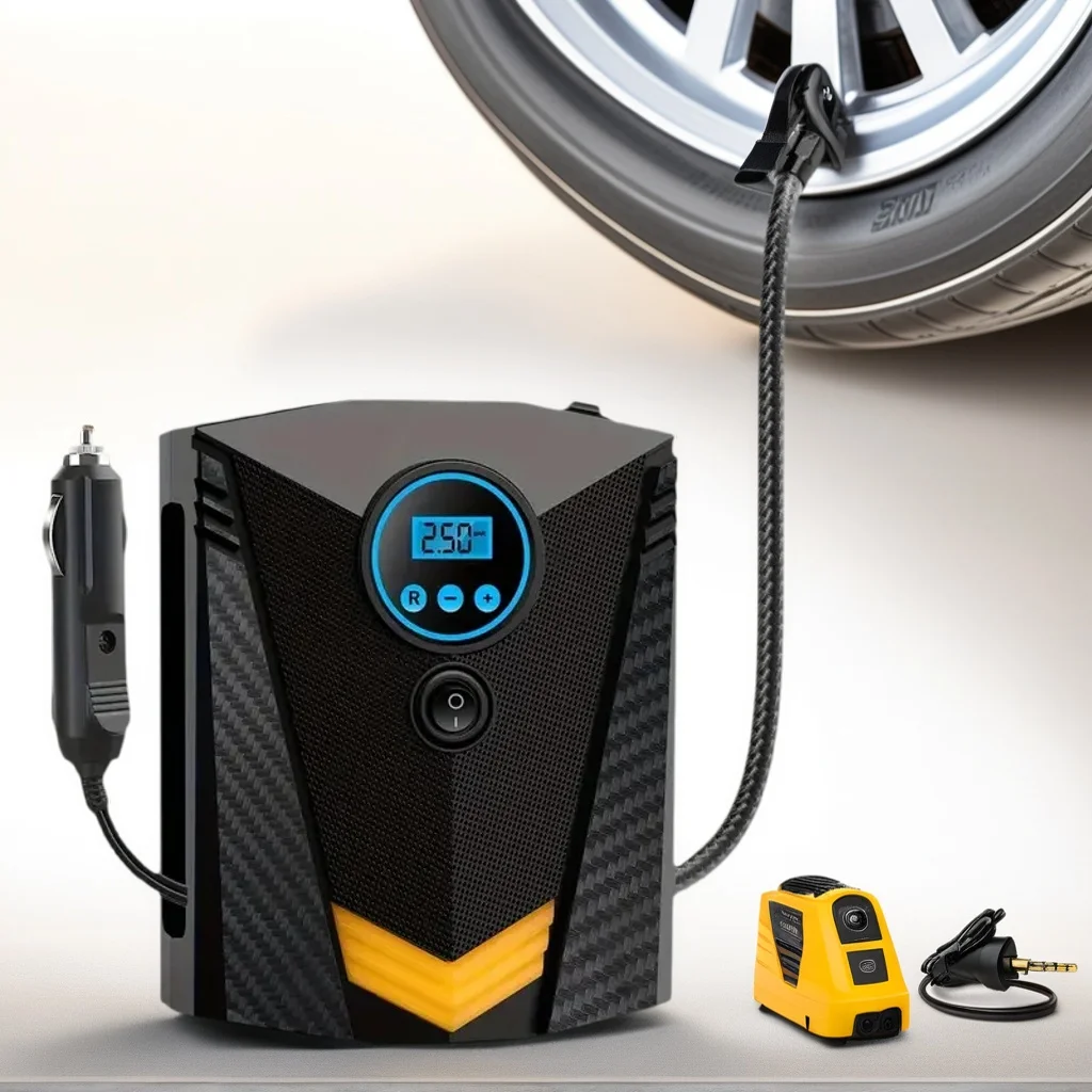 

Портативный насос для накачивания шин 12 В — цифровой воздушный компрессор 100PSI со светодиодной подсветкой для автомобиля и дома