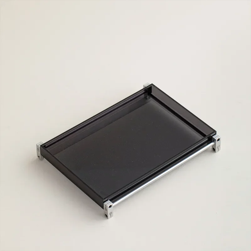 Retro Black Acrylic Square Tea Tray Small Pot Bearing Storage Rack for Living Room Household Dry Brewing Tableware Organizer
