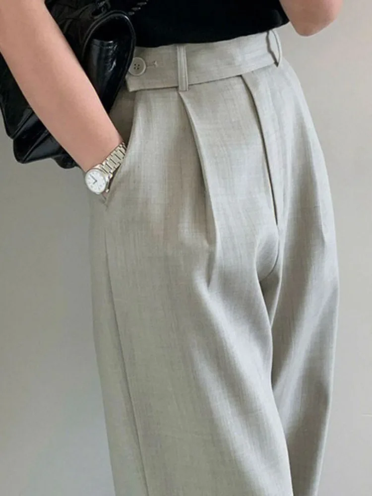 HOUZHOU-pantalones de traje Vintage para mujer joven, pantalón holgado de tiro alto, clásico, elegante, coreano, para oficina, dinero antiguo