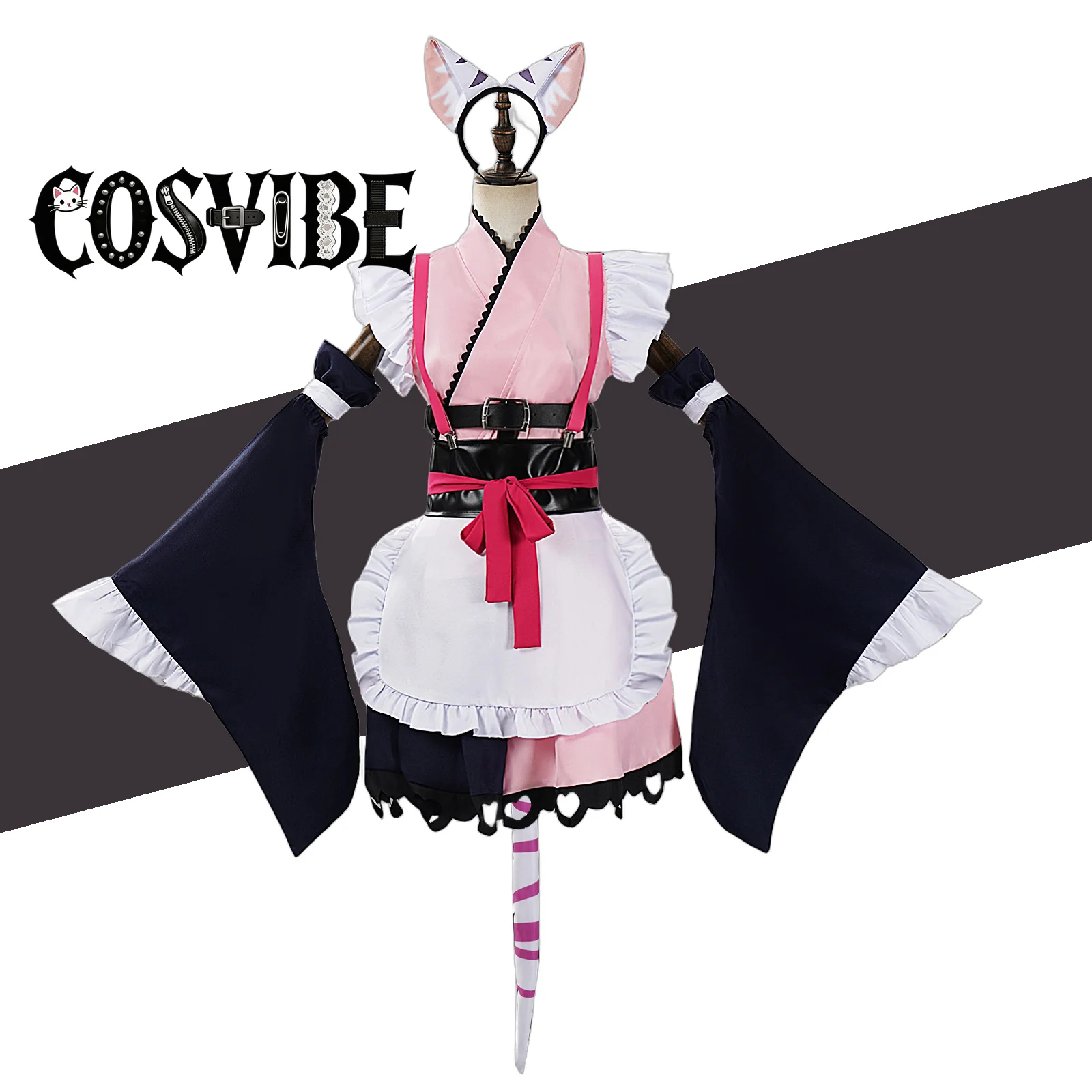 

Cosmic Princess Kaguya Komazawa Noi Cosplay Costume Kimono Maid Dress Team Black Onyx Full Set for Halloween Carnival Party