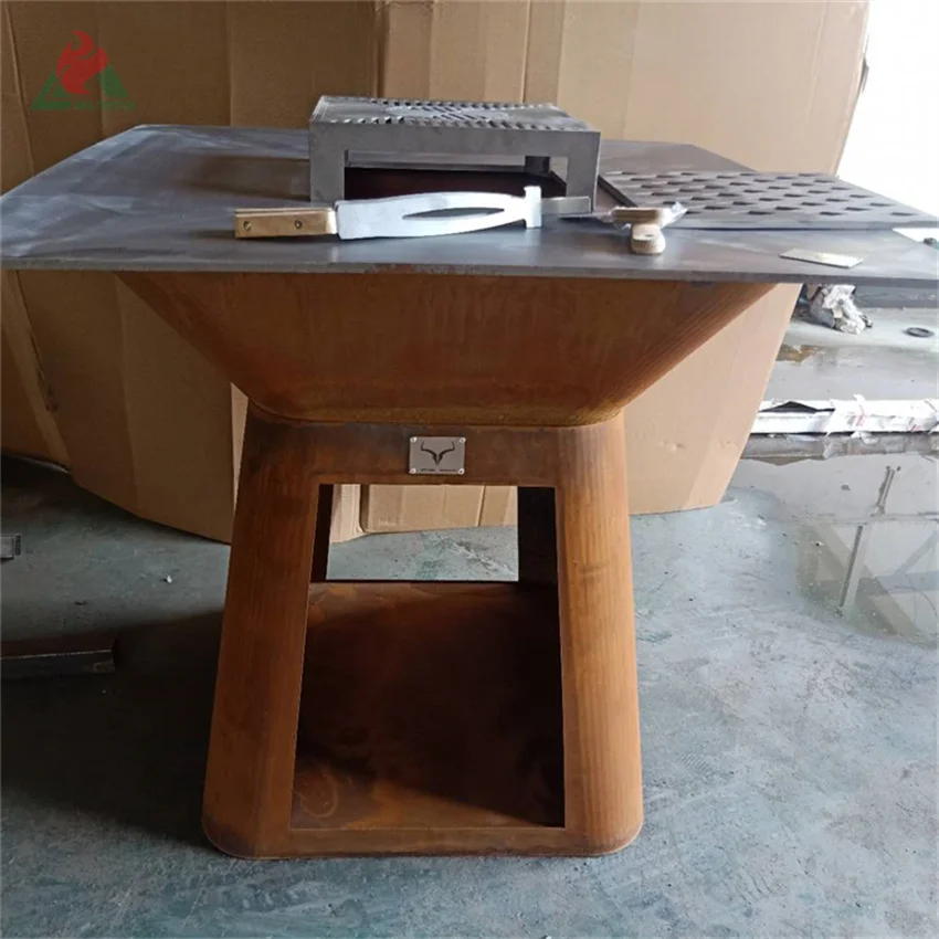 Outdoor steel fire pit barbecue