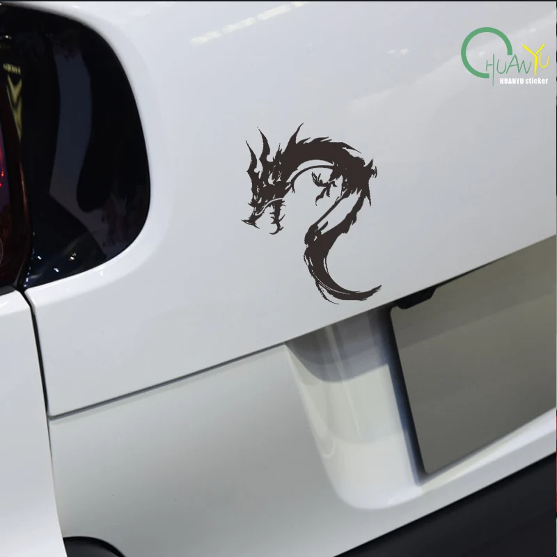 Ink wash style dragon head car sticker; rear side door sticker; trendy motorcycle fuel tank decal