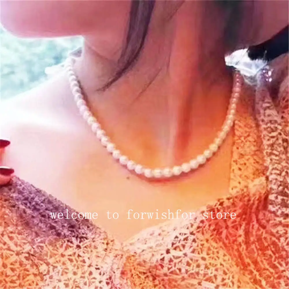 

High-quality Net Chain Is Scarce In Size 6~7mm Round, Strong Light, Micro-leisure, Very Clean, Natural White Pearl Necklace