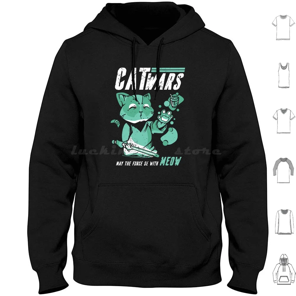 Cat Wars Parody Catwars-May The Force Be With Meow Hoodies Long Sleeve Wars Cats And Kittens Cats Love Cats For Kids Cat