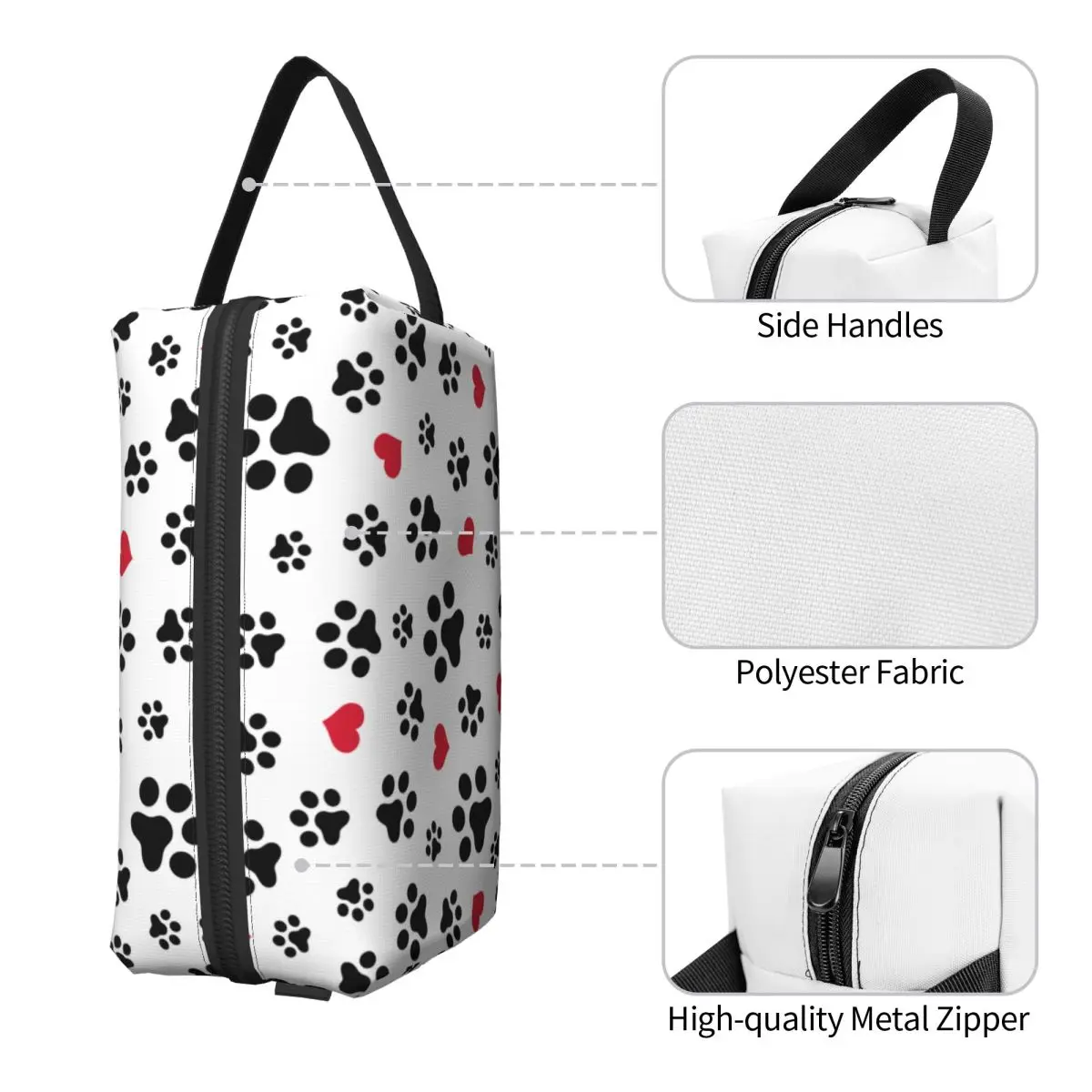 Benutzerdefinierte Hund Pfote Katze Herz Fußabdrücke Reise Kosmetiktasche Frauen Toilettenartikel Make-up Organizer Lady Beauty Aufbewahrung Dopp Kit