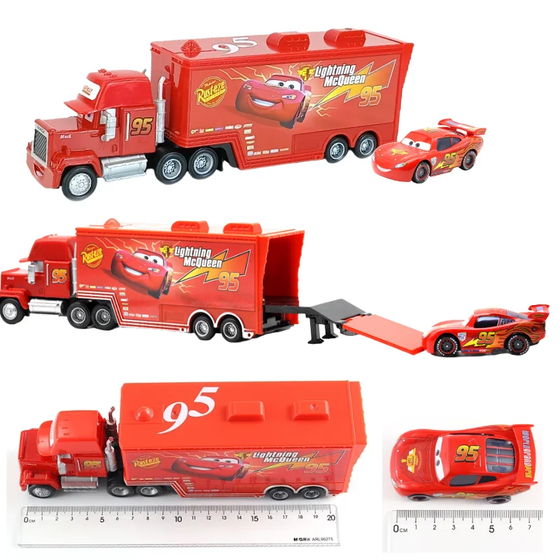 Hot 2026Pixar Cars And Truck Set Lightning Mcqueen Dinoco Hauler Mack Truck Model Trucks Racing Car Birthday NEWYEAR Gift