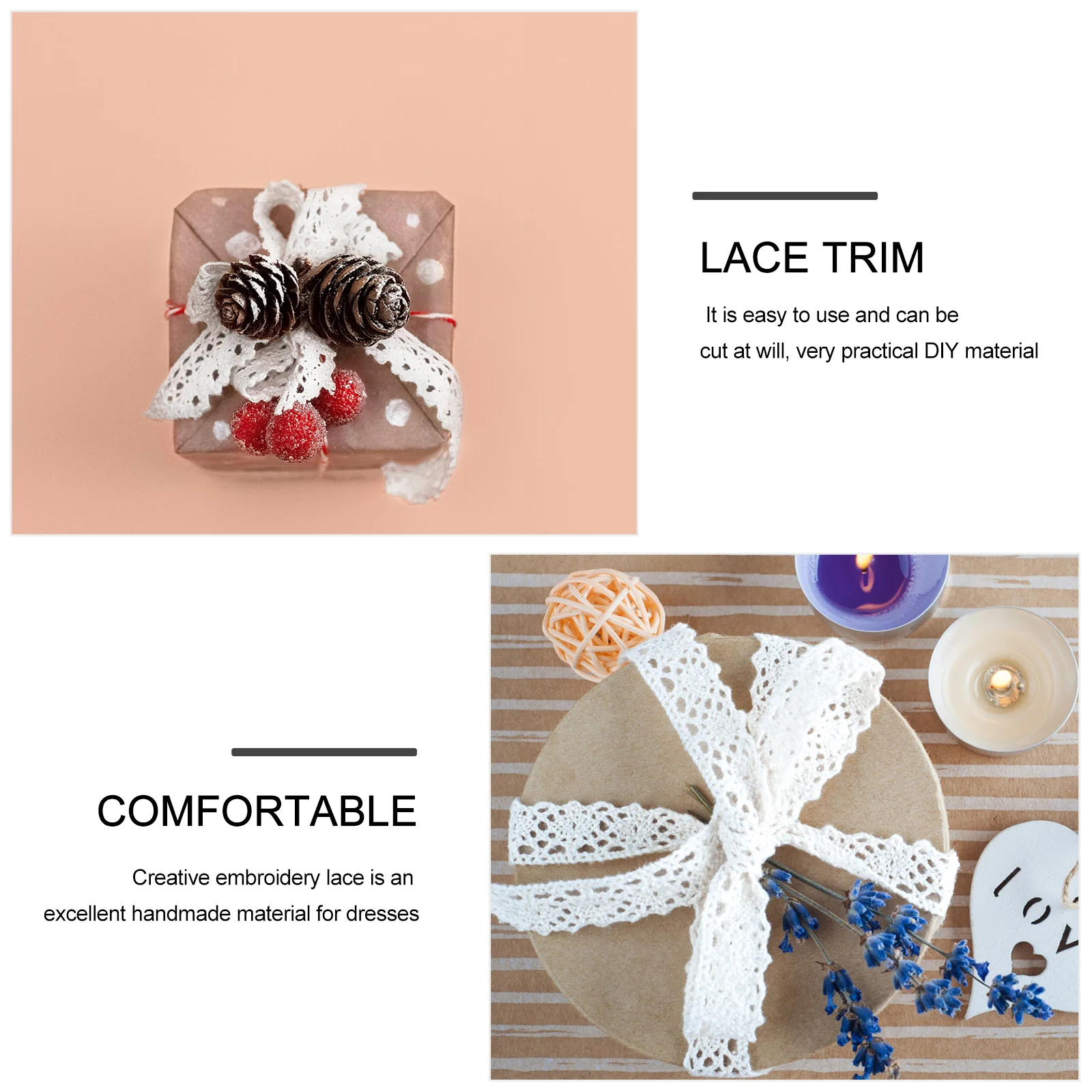 

25 Yards Decoration Pure Cotton Edges Craft Lace Ribbon Insertion White Wedding