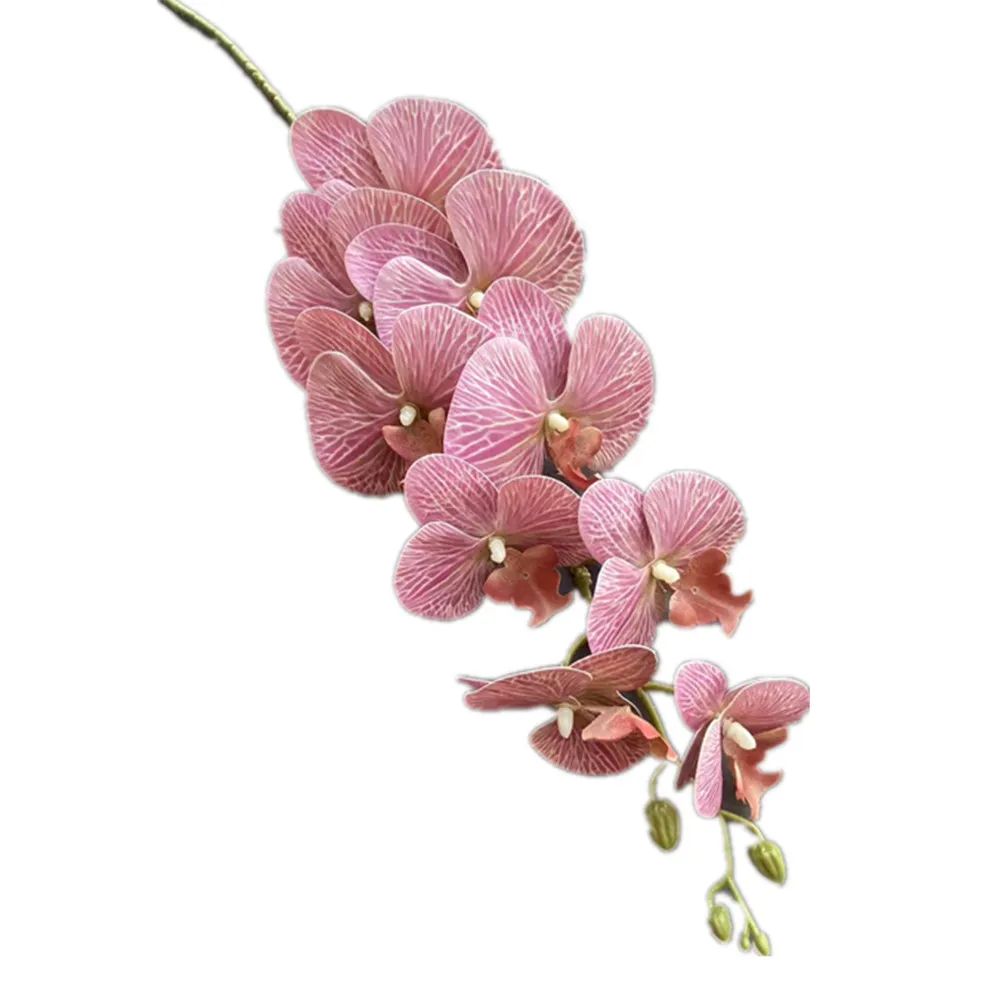 One  Artificial Orchids Stems 9 Flowers Real Touch Good Quality Latex Phalaenopsis Orchid Plant