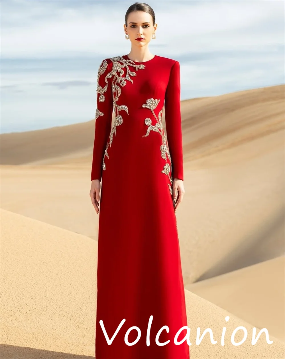 Customized Modern Style Jersey Sequined A-line Scoop Neck Long Dresses Bespoke Occasion Intricate Elegant