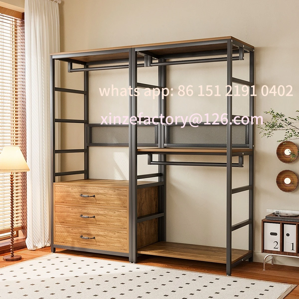 

Настраиваемый шкаф, домашняя гардеробная, полка, комбинированная полка для одежды, подвесная вешалка от пола до пола, полка для спальни