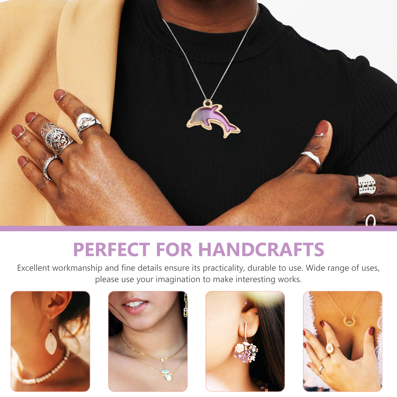

40 Pcs Dolphin Shape Pendant Alloy Bracelet Necklace for Women Key Chain Jewelry