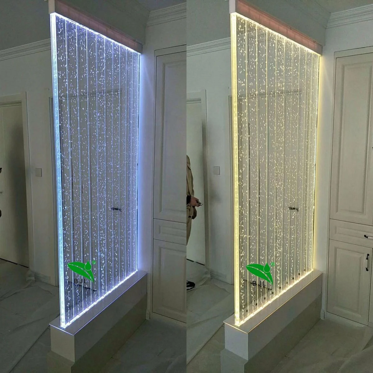 

Customization.Modern Floor Standing Color Changing Led Acrylic Dancing Fountain Water Bubble Wall Room Divider Home Decoration