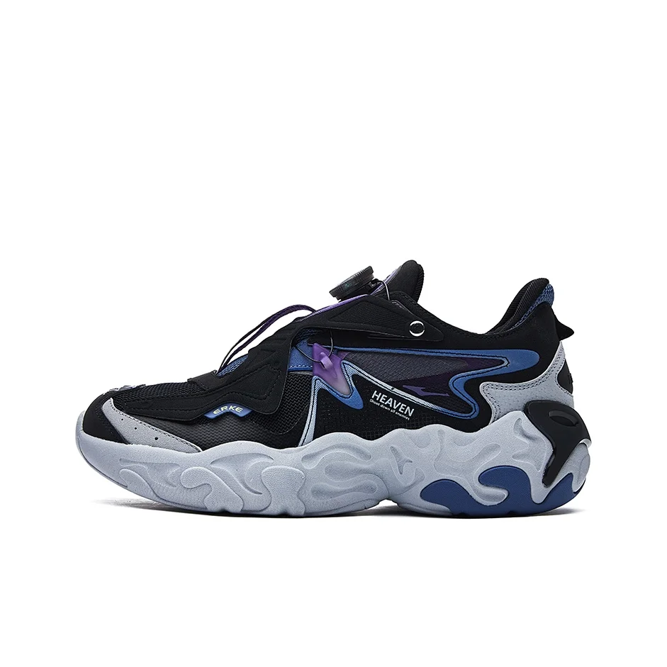 Erke Qi Tan Lite 2.0 Comfortable Low top Sports Casual Shoes Men's Black Purple 11122302404-005