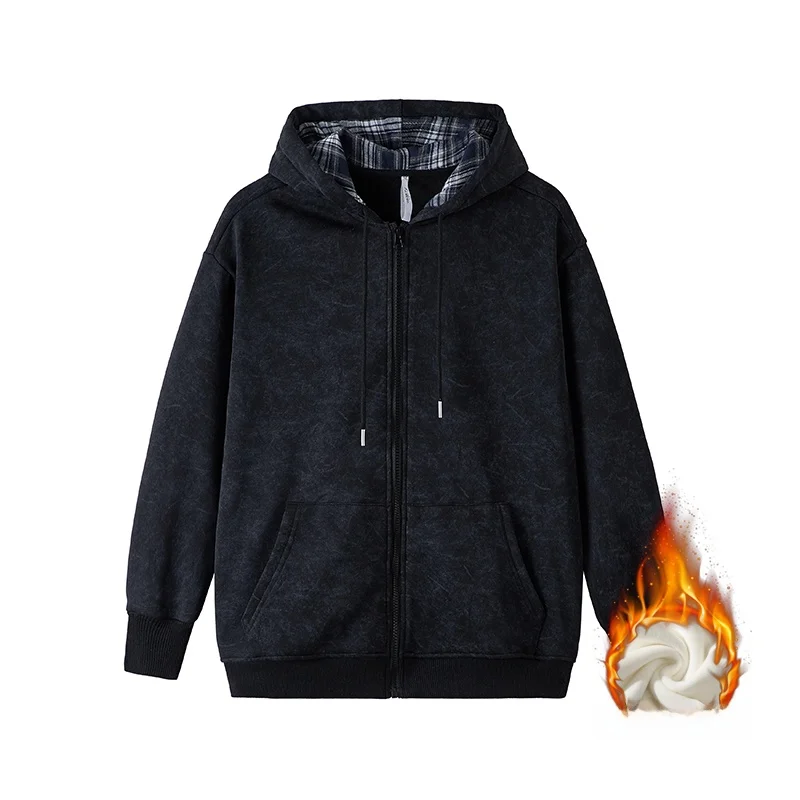 

Мужская толстовка на флисовой подкладке с капюшоном, осенне-зимняя, с длинным рукавом, на молнии, повседневная, молодежная, свободного кроя, ветрозащитная, из полиэфирного волокна, с узором