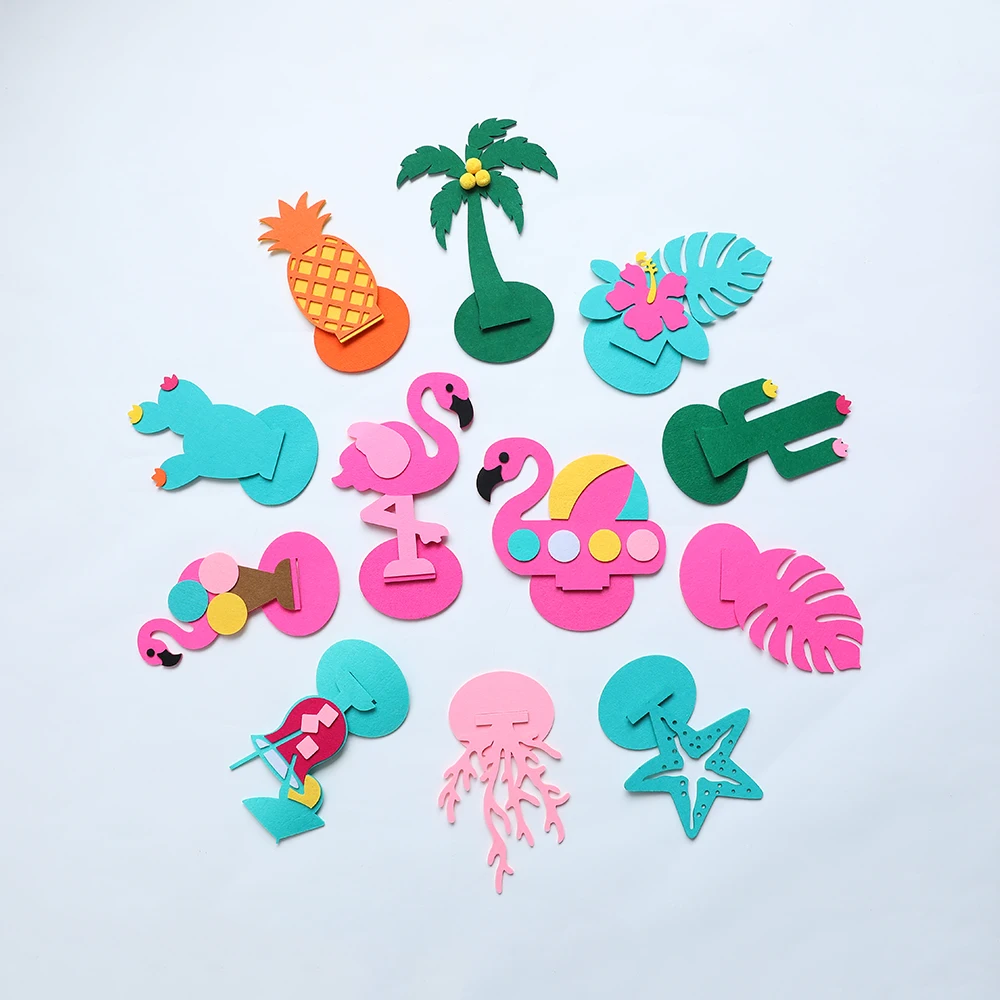 2pcs Tropical Pineapples Cactus Coconut Tree Flamingo Centerpiece Table Decorative Birthday Wedding Summer Hawaiian Party Decor