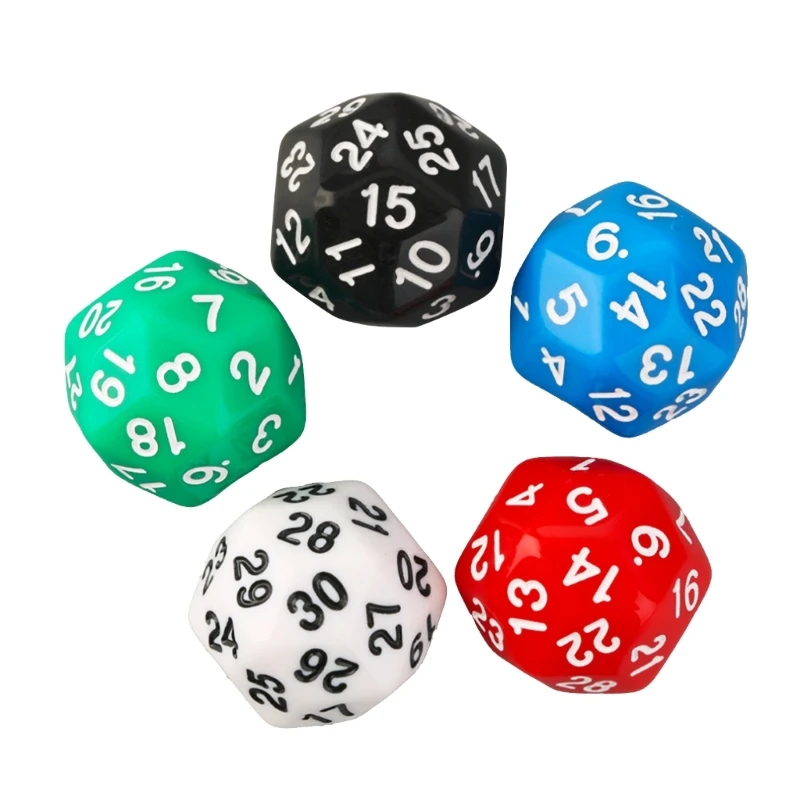 Dados poliédricos D30 para juegos de mesa, juego de dados acrílicos para Club, 5 piezas, 30 caras, novedad de 2023