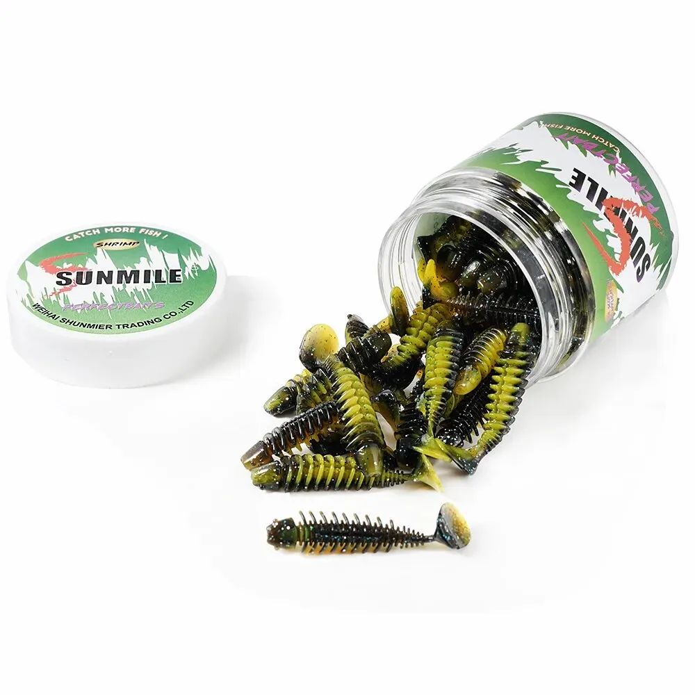 SUNMILE Fishing Soft Bait Worm Artificial Baits 4cm/0.6g 20pcs Rock Fishing Wobblers Leurre Souple Lure Perch Trout Bass Lures