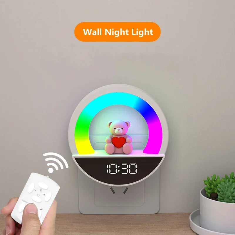 ‌Bluetooth Night Light with Color Remote: Wall-Mounted RGB LED for Kids' Room | EU Plug Christmas Gift