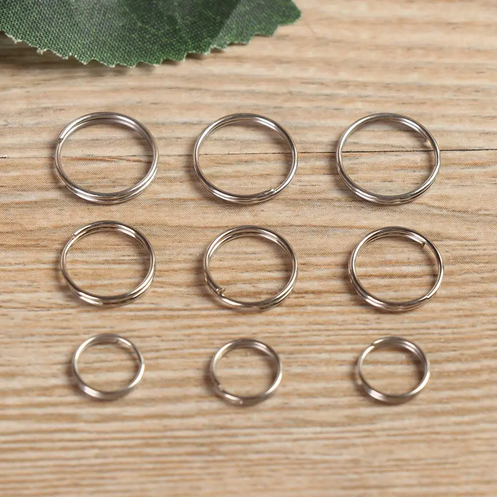 50pcs Metal Keyring Keychain Split Ring 8mm 10mm 12mm Key Holder Rings Women Men DIY Key Chains Circle DIY Pendant Tools
