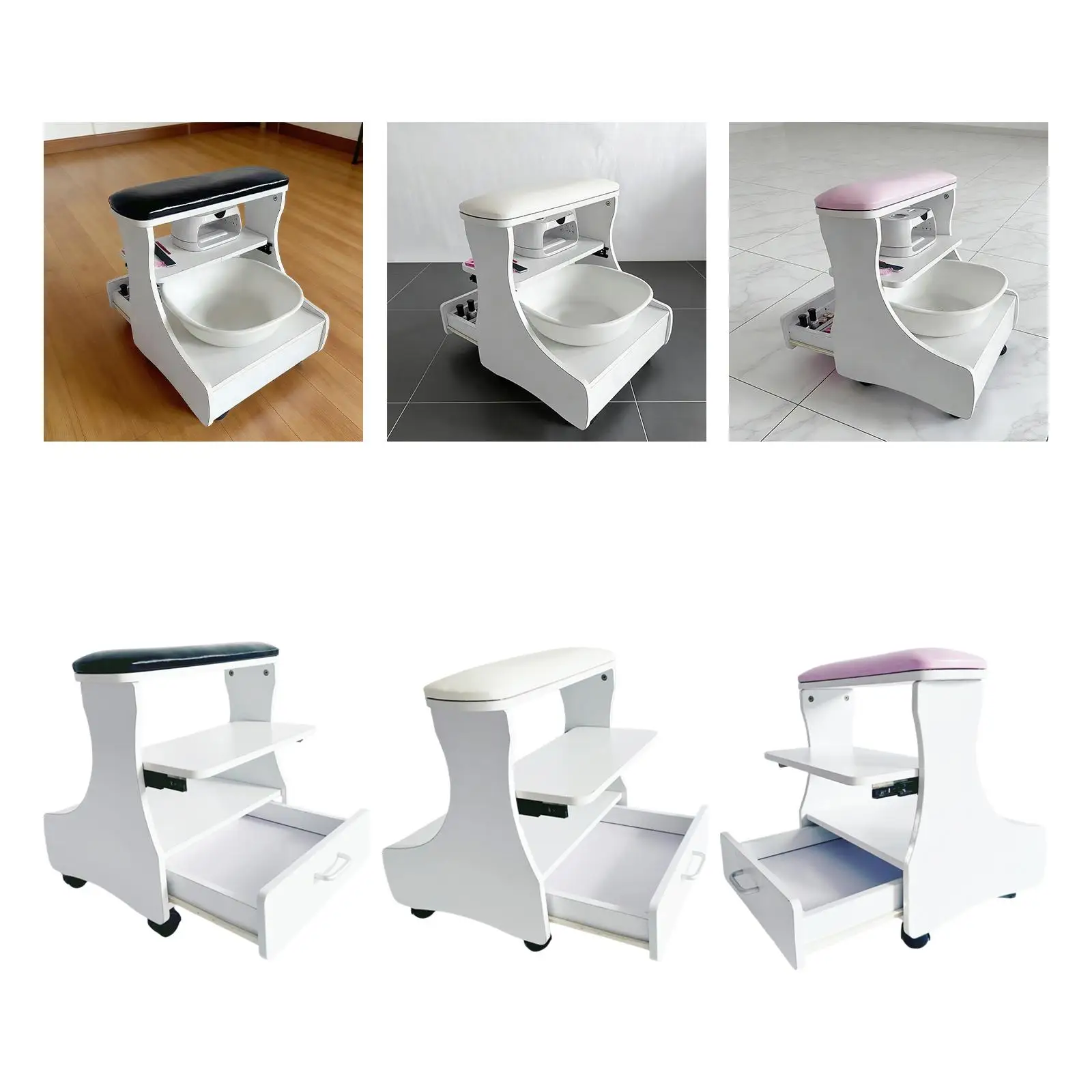 

Pedicure Foot Rest Portable Stable Massage Stool with Wheels Nail Stand for Beauty Hair Salon, Bathrooms Foot Manicures Salons
