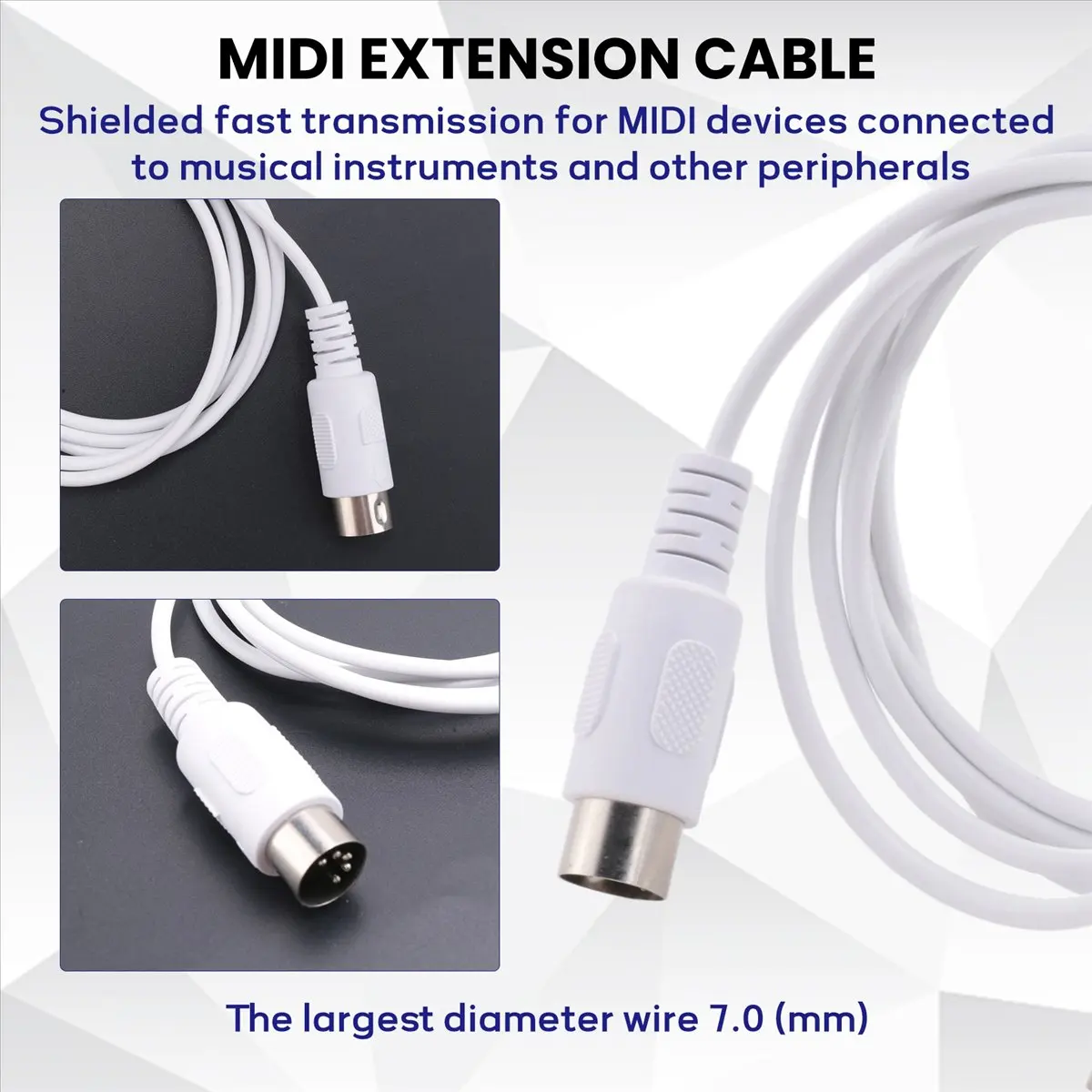 * Cable de extensión MIDI DIN PLUG N11R de 5 pines macho a macho 3M/9,8 pies blanco