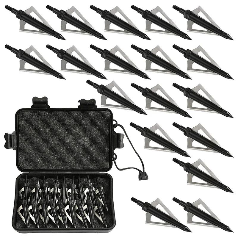 18 Pcs Metal Hunting Archery Broadheads 100 Grain 3 Blades Blades Arrowheads Compatible With Crossbow And Compound Bow