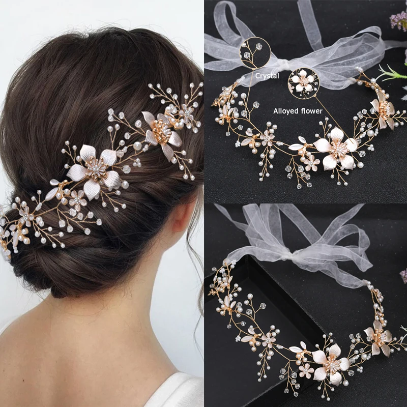 Prom Headband for Women Bride Handmade Crystal Rhinestone Tiaras Hairbands Wedding Hair Accessories Crown Jewelry Bride Hairband