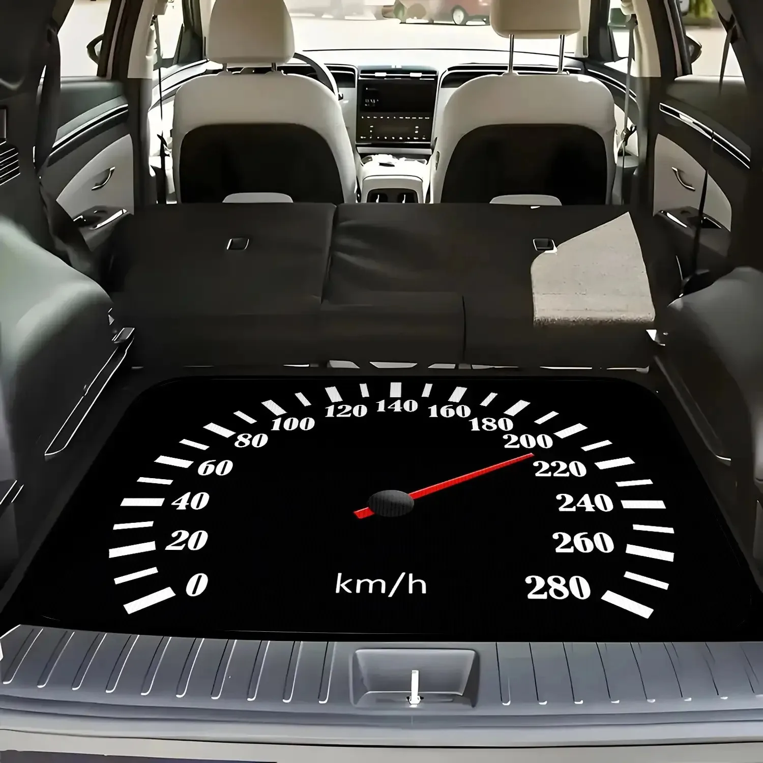 1pc Speedometer Design Car Trunk Liner Mat- Anti-Slip, Scratch-Resistant, Easy-Clean- With Km/h Measurement- Compatible With Sed
