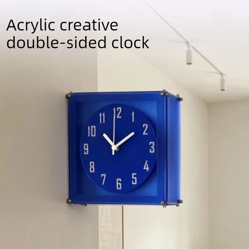 Creative Double-sided Wall Clock Living Room Square Hanging Clocks Acrylic Home Wall Clock Silent Modern Wall-mounted Clocks