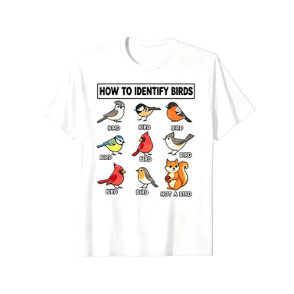 How To Identify Birds, Non-birds, Squirrels, Funny Pictures, Birdwatchers, and Casual Graphic T-shirts.women Clothing Summer Y2K