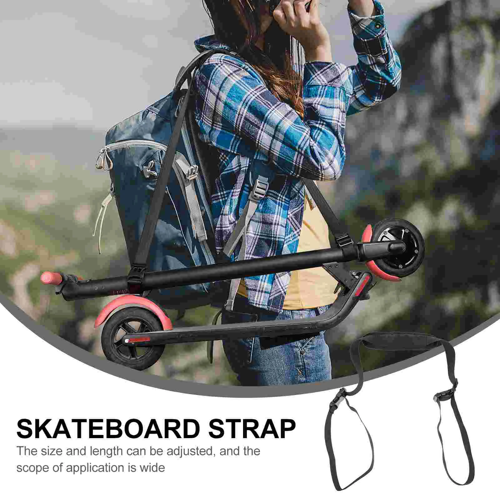 Scooter Shoulder Strap Handle Skateboard Electric Non-slip Black Nylon Balance Bike