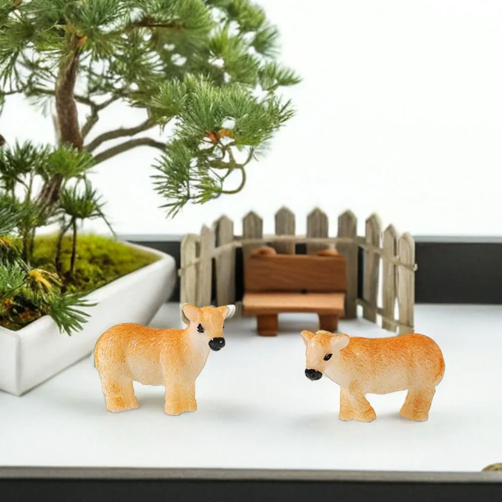 

20Pcs Miniature Resin Calf Decorations Tiny Animal Garden Bonsai Ornaments Home Office Desktop Accessories Miniature Trinkets