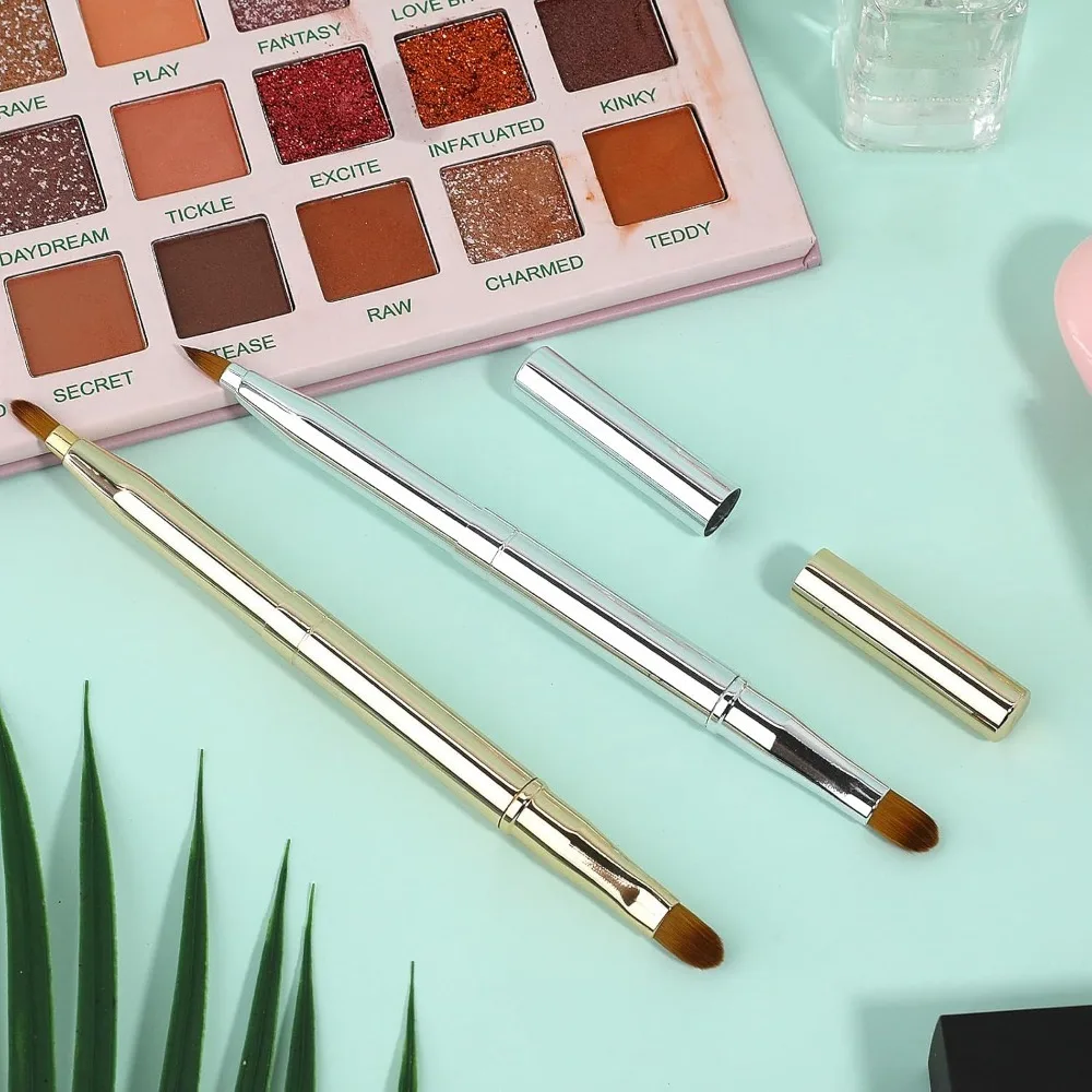 Confezione da 2 pennelli per labbra retrattili per rossetto Lucidalabbra Pennelli per trucco labbra a doppia estremità con cappuccio Pennello per rossetto Applicatore per balsamo per labbra