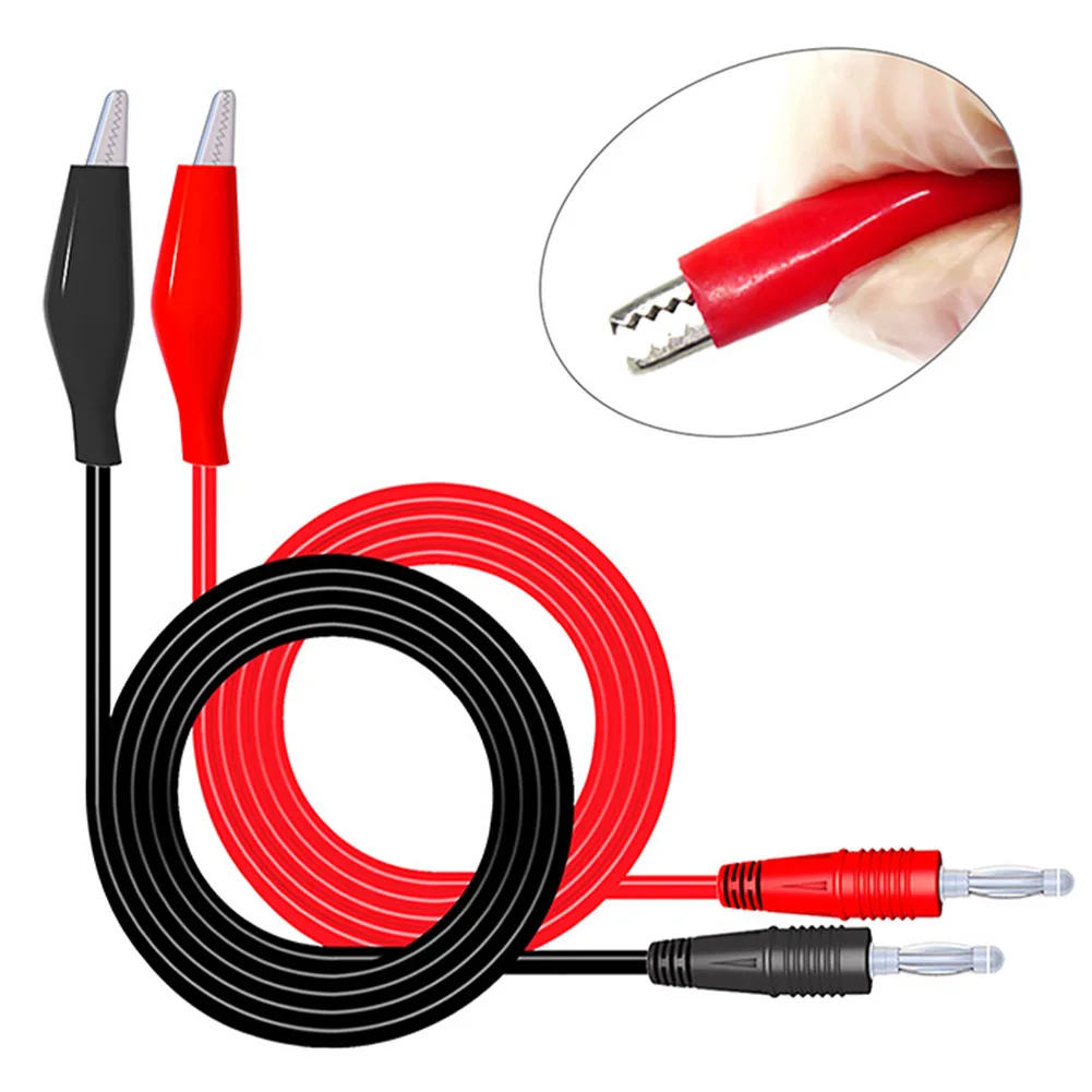 1pair 1M Double End Test  Wire Line P1038 4mm Banana  To Crocodile Clamp Soft Test  Multimeter Test Cable Measure Tool