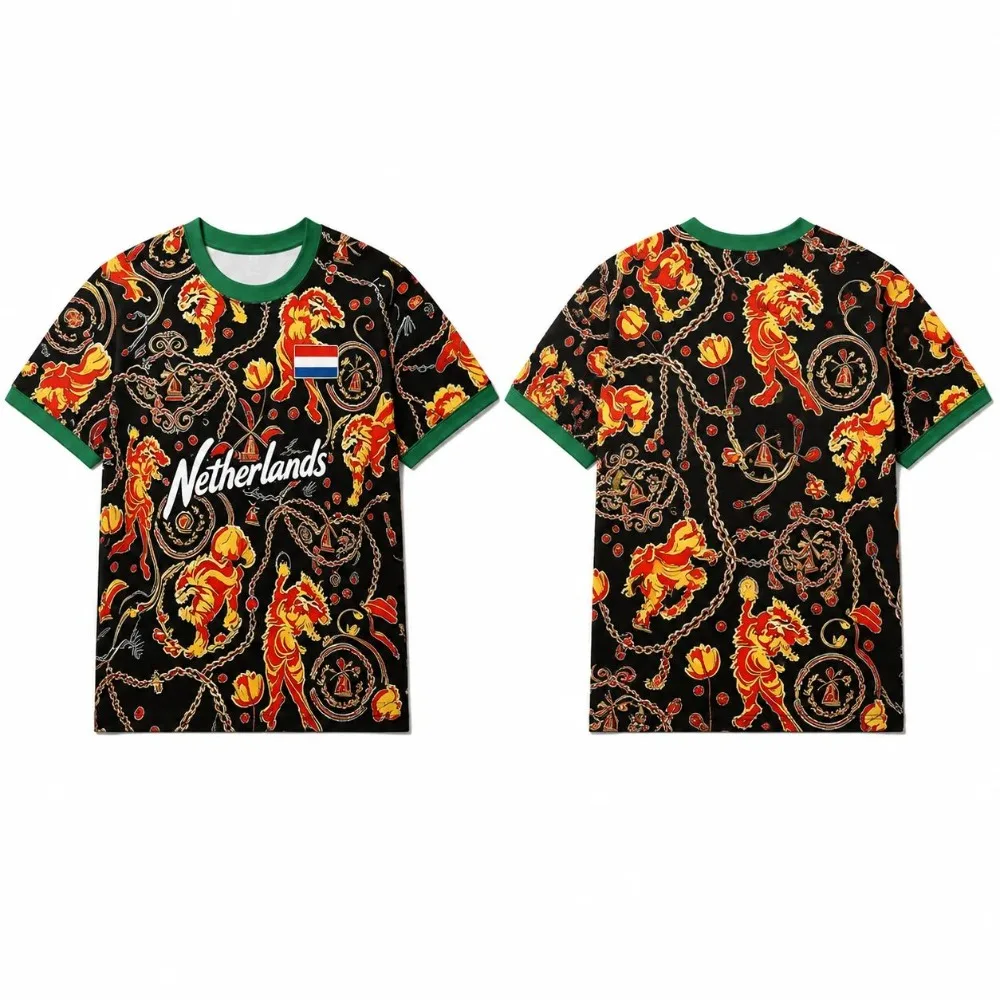 2026 NETHERLANDS Dutch Lion Soccer Jersey 3D Flag Printed Breathable Football T-shirt SportsTee Men's Short-sleeved T-shirt