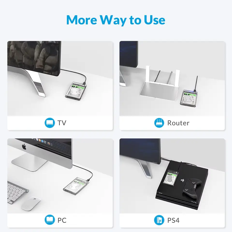 غطاء قرص صلب خارجي ORICO 2.5 بوصة، USB 3.0 إلى SATA III، بدون أدوات، غطاء قرص صلب شفاف لـ 2.5 بوصة 7 مم 9.5 مم SATA HDD SSD - 5