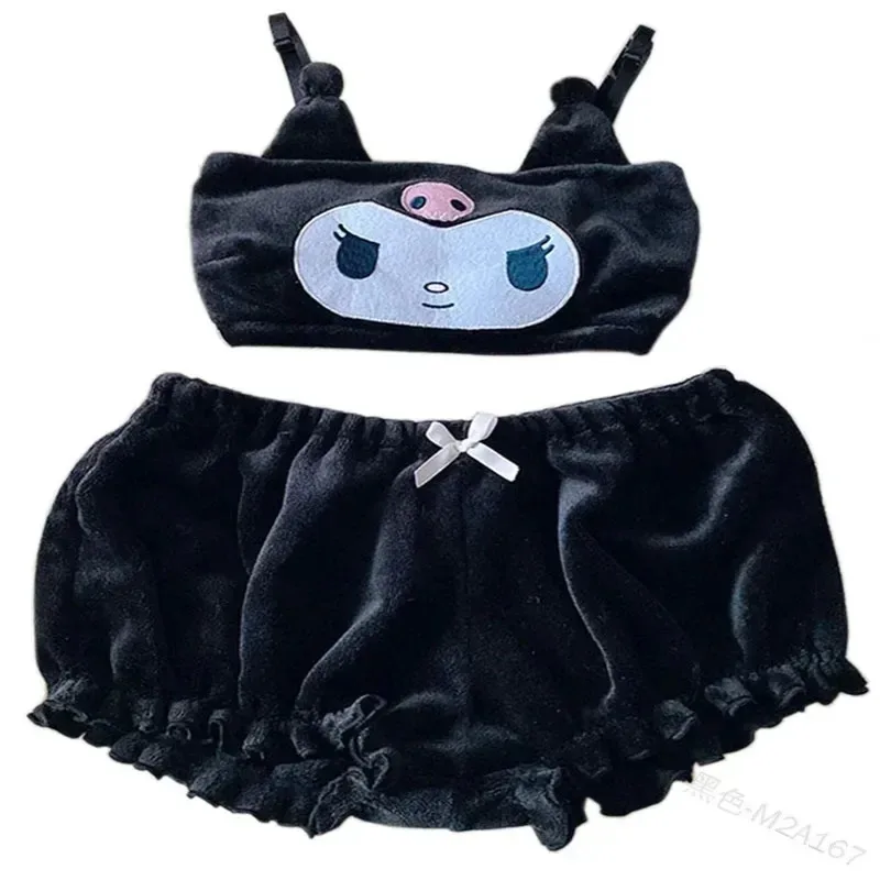 Lyou 2025 Sanrio Kawaii Cartoon Autumn Winter Mymelody Kuromi Cinnamon Flannel Pajamas Underwear Bra Little Devil Sexy Home ★ ★