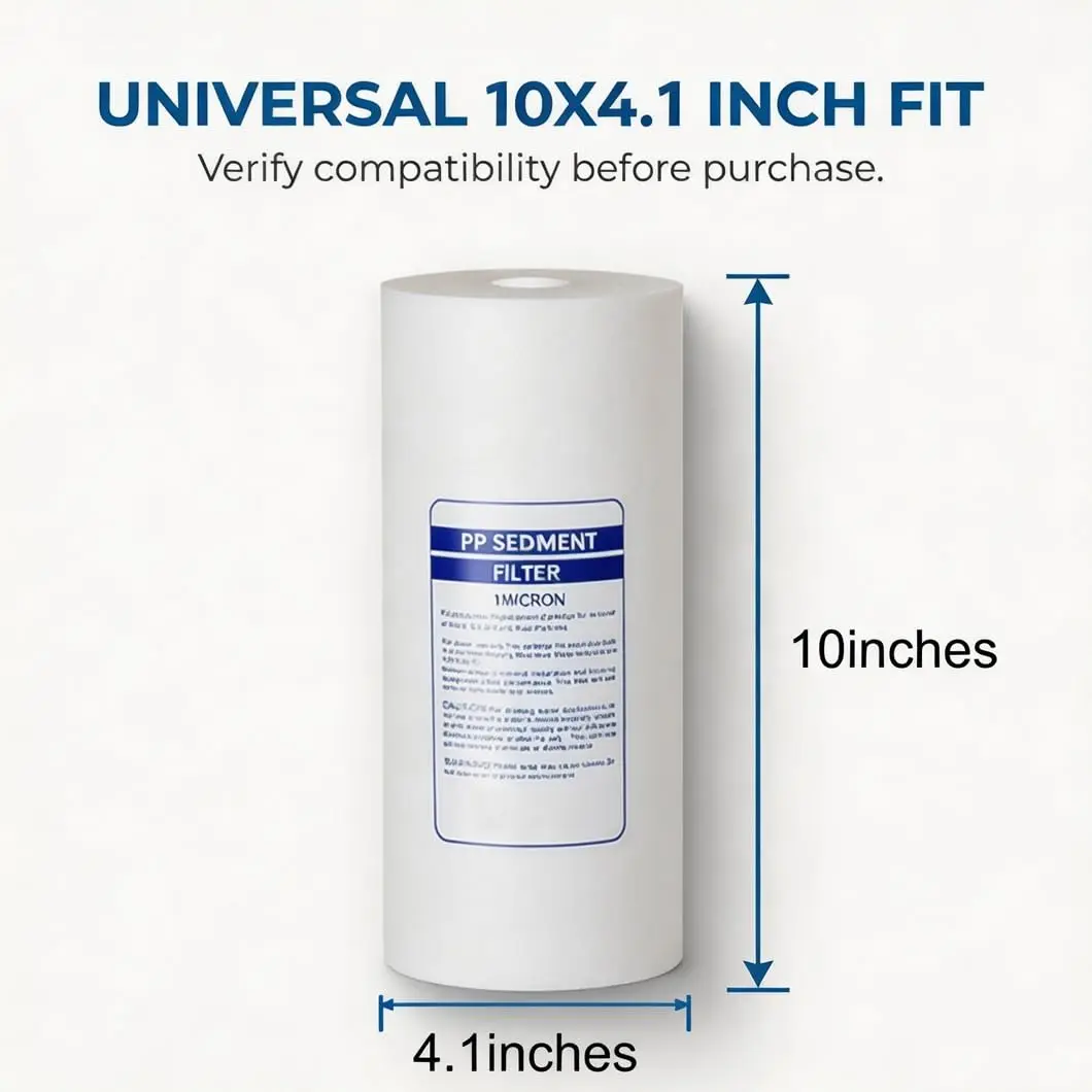 Big Blue 10 X 4.5 Inch 1 Micron Melt-Blown PP Sediment Filter Cartridge 4 Pack for Whole House and Well Water Pre-Filtration