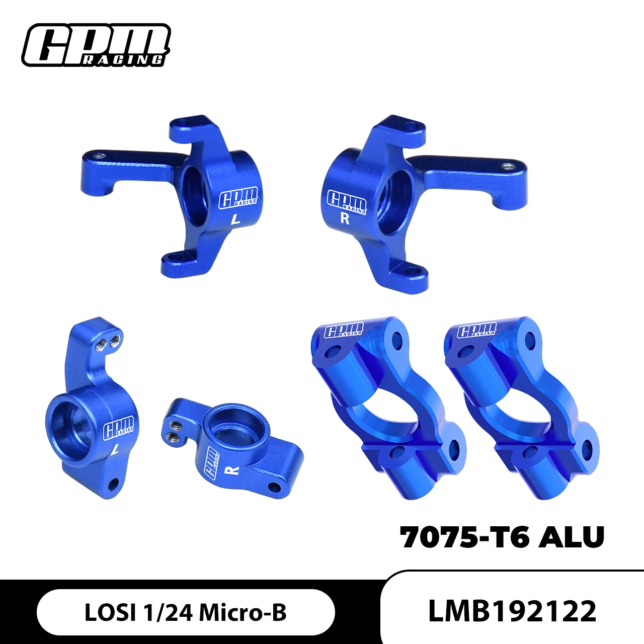 GPM 7075 Alu Front Caster Blocks &Spindles & Rear Hubs Set For LOSI 1/24 Micro-B