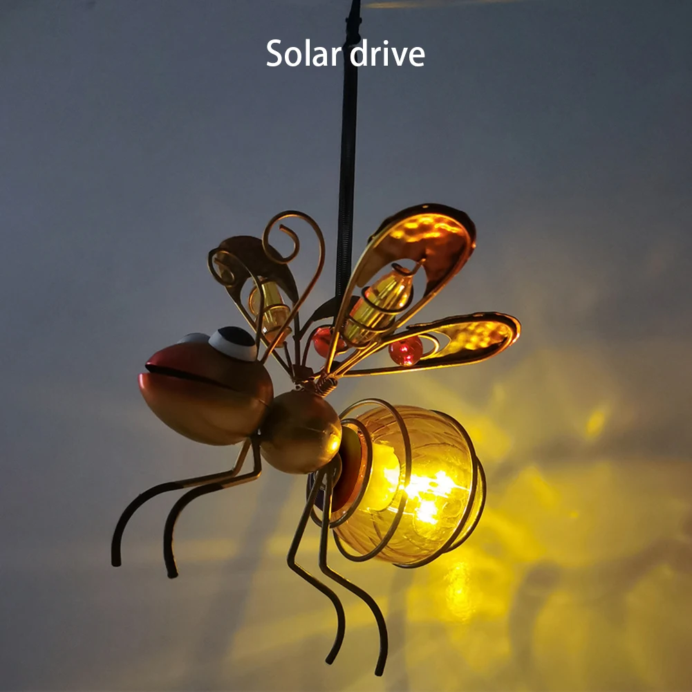 

LED Solar Iron Insect Fairy Light Statue Waterproof Hanging Bug Light Garden Tree Ornament for Outside Backyard Lawn Porch Decor