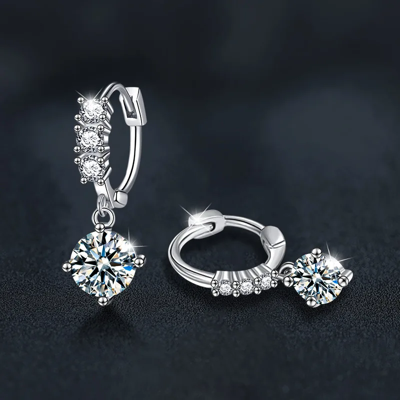 1Ct D-Color Moissanite 4-Prong Fringe Earrings in S925 Sterling Silver - Elegant Jewelry for Women Valentine's Day gift