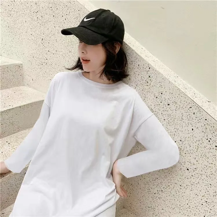 Elbise Short Sleeve Dress for Women, Loose Robe, Simple and Casual, Basic Tees, Long Dresses, Korean Style, Plus Size, Summer,