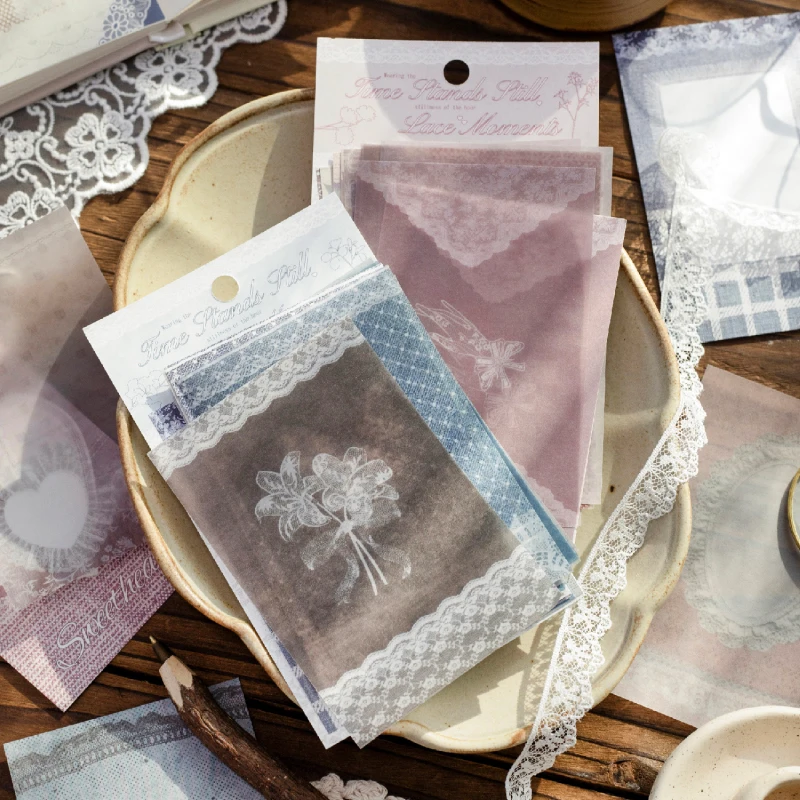 Journal GO 20sheets Lace Moments Mixed Vintage White Kraft & Tracing Sheets for Scrapbooking, Junk Journals & DIY Collage