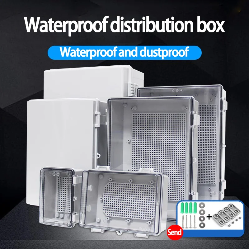 IP66 Grey/Transparent Cover Distribution Case ABS Housings with Buckle Plastic Junction Box Outdoor Plastic Box Waterproof Box
