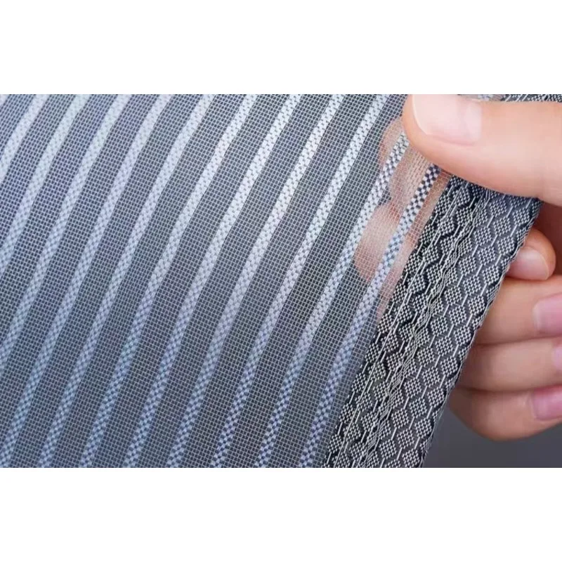 Fenêtre magnétique grise en maille de diamant personnalisée, auto-adhésive invisible, anti-moustiques, non poreuse, détachable, dentelle