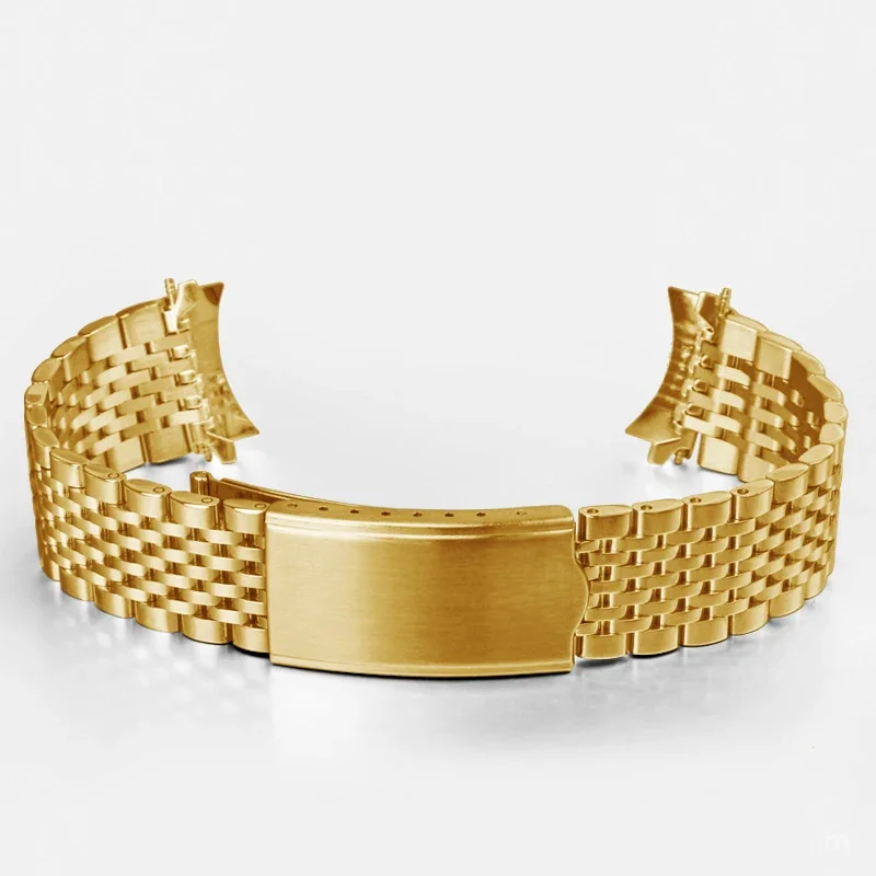 20mm 19mm 18mm roestvrijstalen horlogeband voor Omega Seamaster Speedmaster gebogen uiteinde metalen band zakelijke vervanging armband