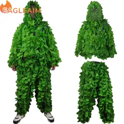 Ghillie Suit Camouflage Suit 3D Leaf Sniper Costume Suits Breathable Geely Suit for Jungle Woodland Hunting Wildlife
