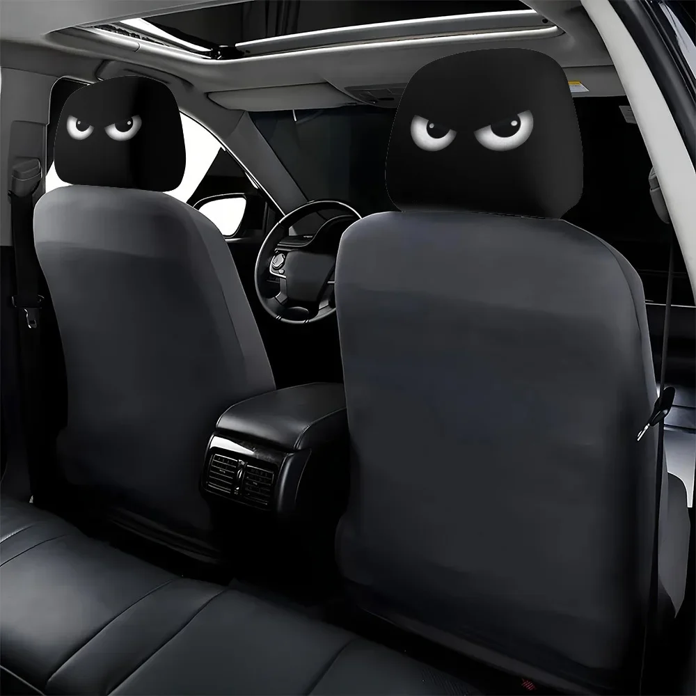 1PC-White Slanted-eye Car Interior Headrest Protection Accessory High Elasticity Comfortable Fit.Dust-proof And Stain-resistant.