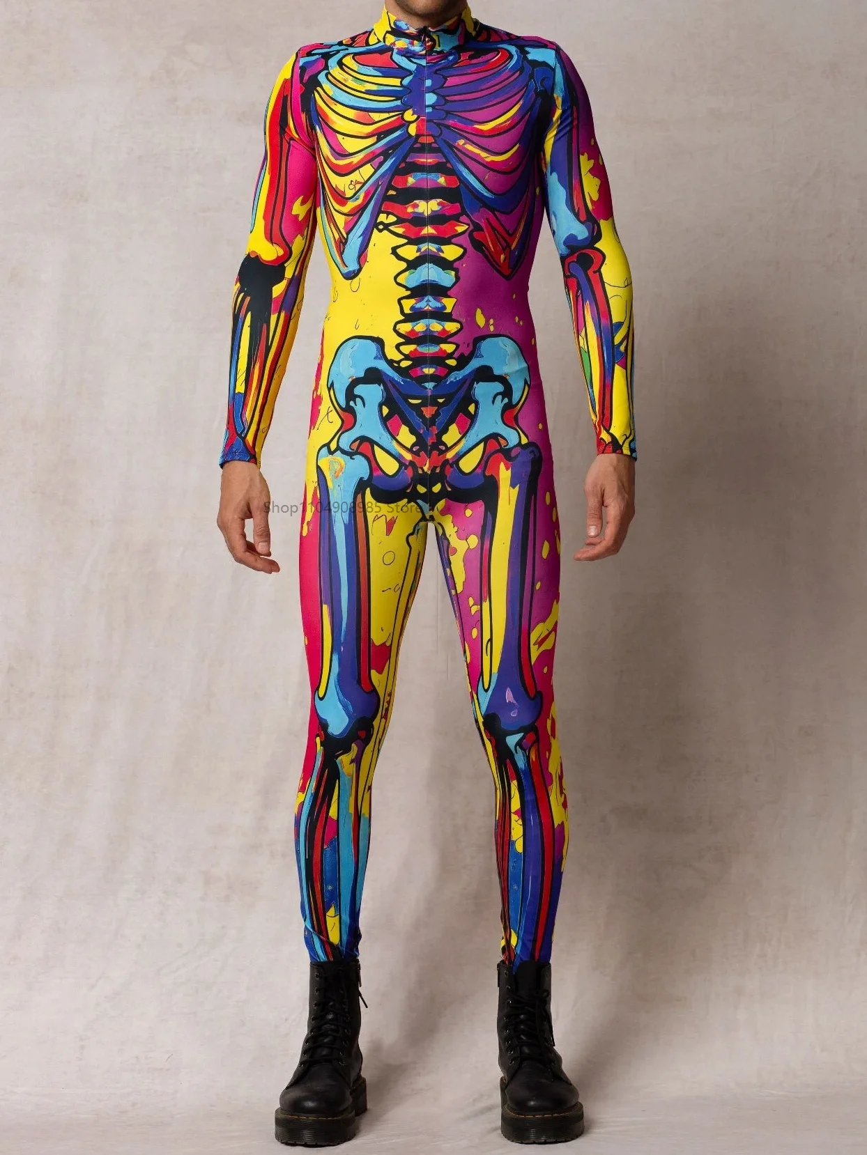 

Halloween Masculino Cyber 3D Printing Bodysuit Men Steampunk Jumpsuit Cosplay Costume Carnival Party Zentai Suit 2025